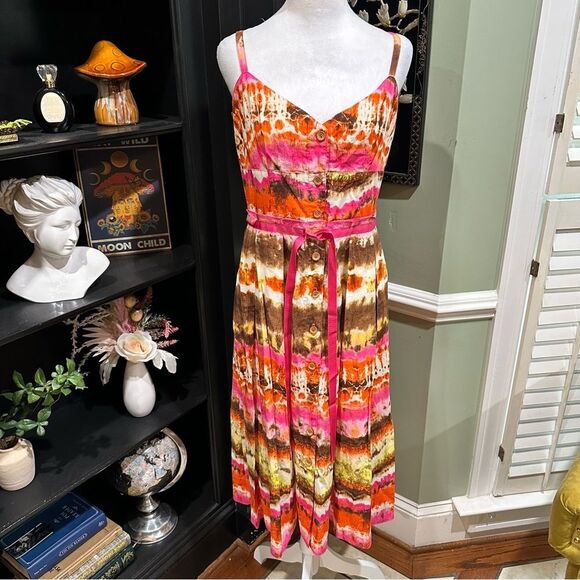 David Meister Tie-Dye Midi Sundress - Size 8 - Picture 1 of 16